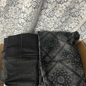 Scorpio Sol Two Pairs Black Pebble and Bandanna Patterned Athletic Pants Set